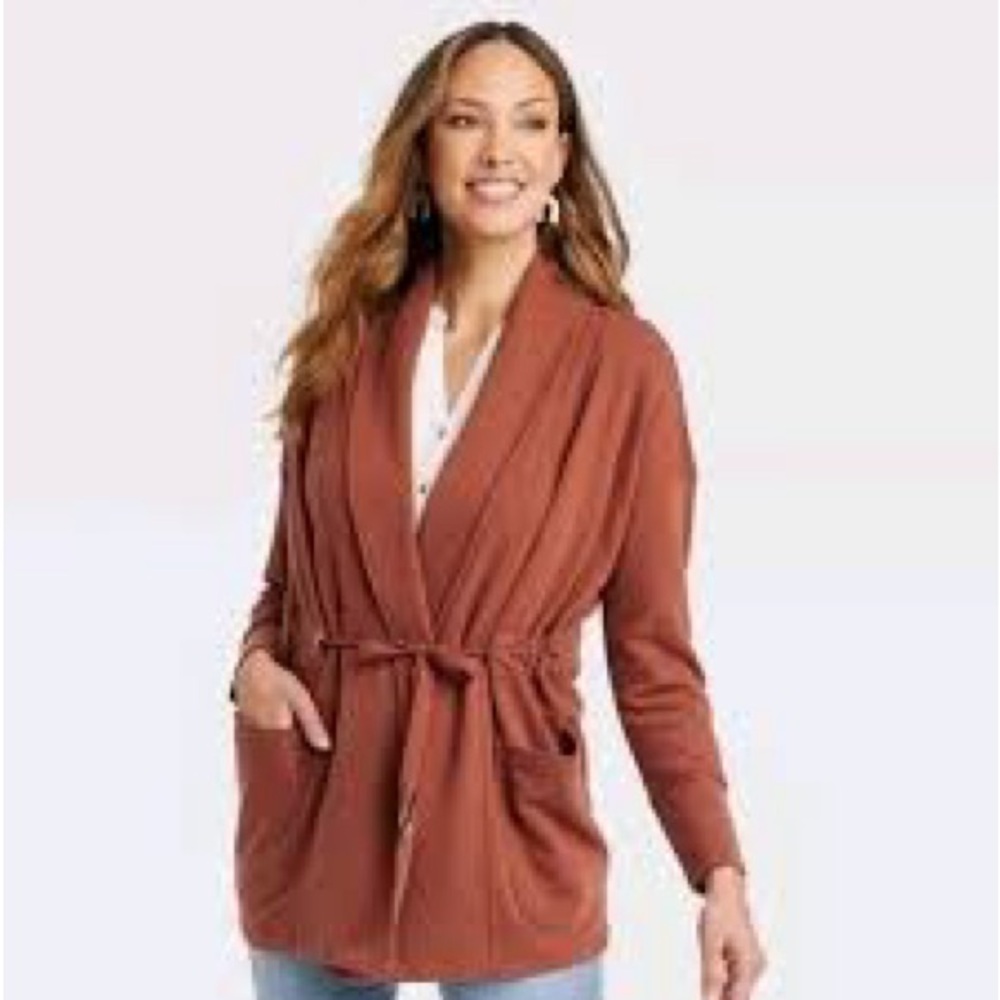 Knox Rose Wrap Sweater Rust Brown Size Small